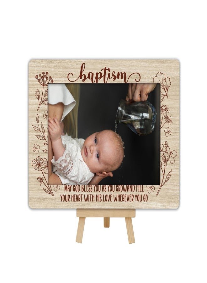 OXRUN Baptism Picture Frame, Blessings Baptism Gifts from Godparents, 4x6 Wooden Photo Frame with Easel, New Baby Christening Religious Gifts - A02 - Image 1